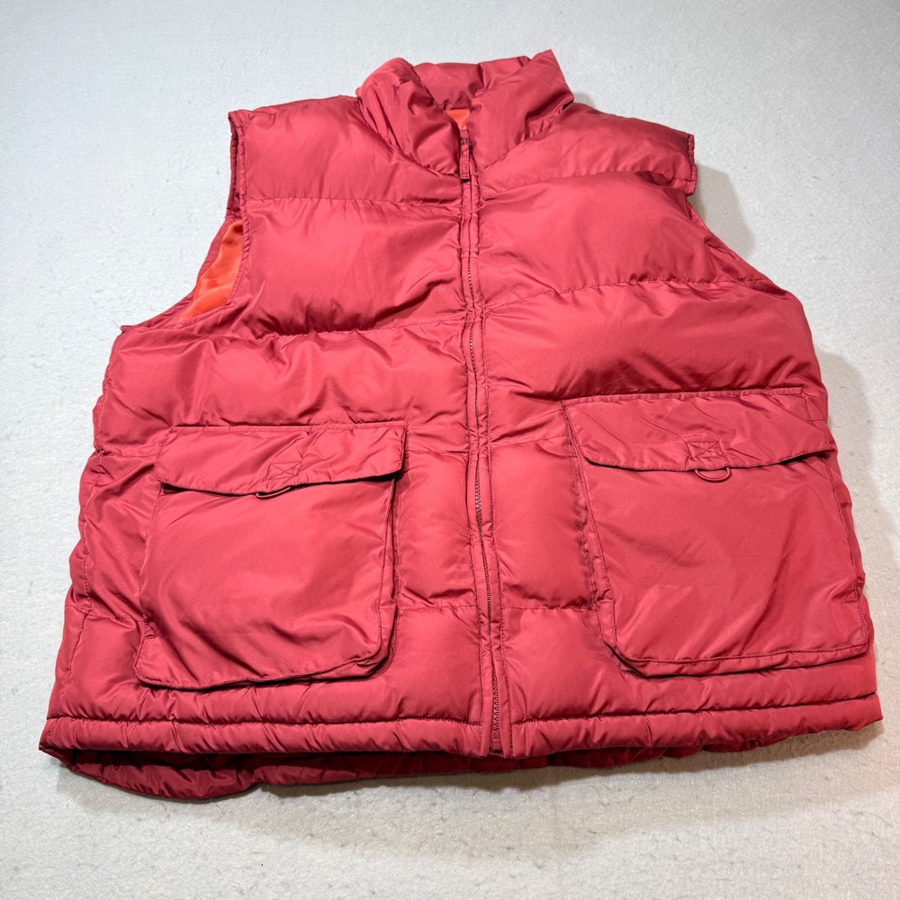 ST JOHNS BAY Puffer Vest Red Orange‎ Lined Full Zip Pockets X Large - Picture 2 of 11